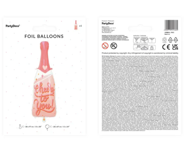XXL Folienballon - Cheers to you - 28 cm x 87cm